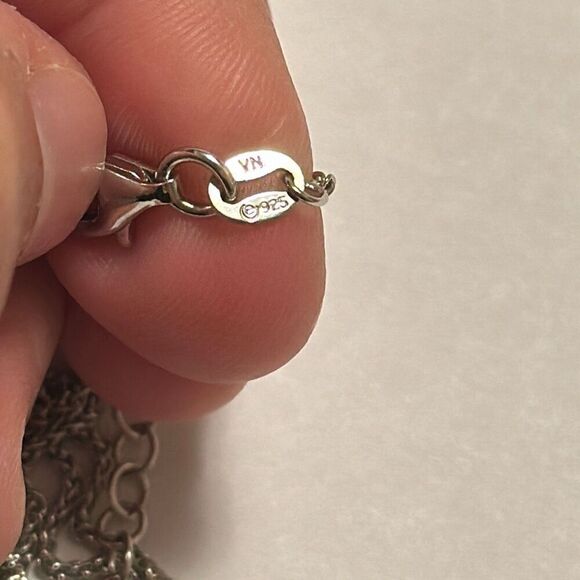 Lisa Mason Sterling Silver 925 Pendant Book Necklace with Cubic Zirconia Stones - Picture 6 of 11